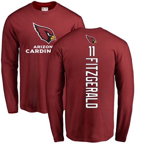 Arizona Cardinals Men Maroon Larry Fitzgerald Backer NFL Football #11 Long Sleeve T Shirt->arizona cardinals->NFL Jersey